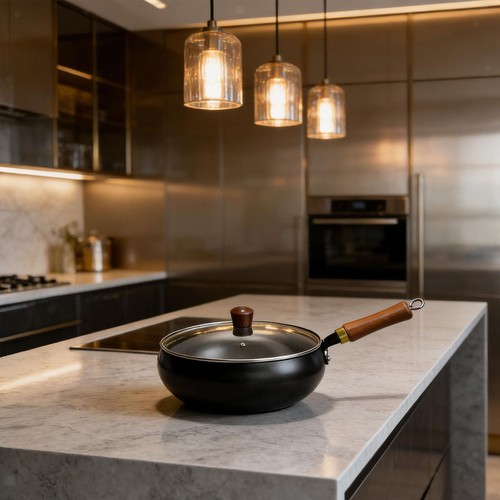 Poêle wok avec couvercle - , et