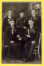 cpa Carte Photo 1934 CLASSE de CONSCRITS de 1914 Cocarde ruban MILITAIRE 30e