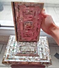 Précieux rare coffret religieux en nacre multicolore et son livre du Coran Islam