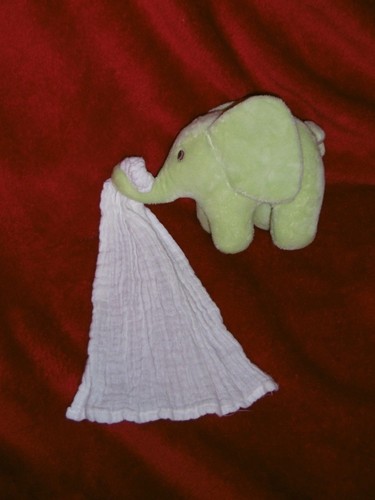 Doudou peluche eléphant vert - peluche,