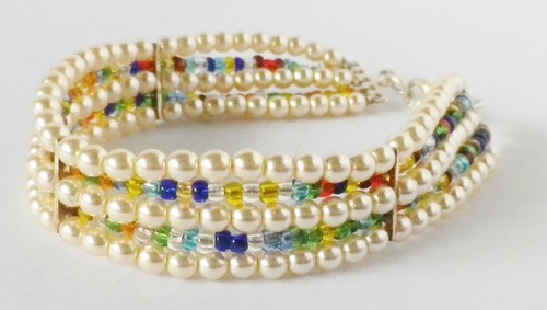 Bracelet rangs perle nacrée - bracelet,