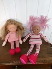 2 Poupées COROLLE  1 doucette fille corps chiffon rayé 2004  1 cheveux rose 2007