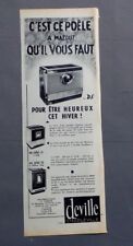 PUBLICITE ANCIENNE ADVERT CLIPPING 311017/ POELE A MAZOUT DS DEVILLE CHARLEVILLE