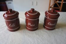 ANCIENNE SERIE 3 POTS EMAILLES MARRON EMAIL SUCRE CAFE CHICOREE