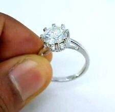 Bague de fiançailles en or blanc 14 carats 2,30 carats coupe ronde moissanite...