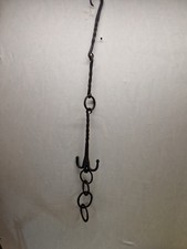 Ancienne chaine de crémaillère de cheminée en fer forgé XIXe a crochée