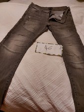 Jean gris pour homme "déchiré" avec zip - ZARA MAN  (Taille 46)