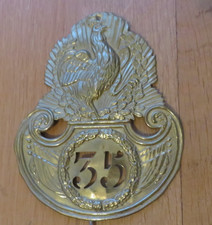 PLAQUE SHAKO 1831 OFFICIER 35° REGIMENT D'INFANTERIE MONARCHIE LOUIS PHILIPPE