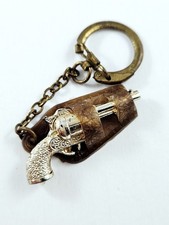 PORTE-CLES - Miniature PISTOLET Colt & ÉTUI - Western POLICIER Vintage 3D 1960s