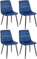 Lot de 4 Chaises de salle à manger Antibes en Velours Pieds en métal