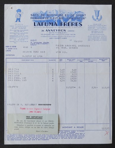 Facture anneyron 1967 - facture,