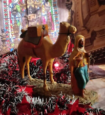 SANTON CRECHE NATIVITE CHAMELIER CHAMEAU DROMADAIRE SELLE CONDUCTEUR EN PLATRE