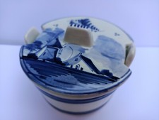 DELFT BLEU PORCELAINE / FAIENCE BOITE A SUCRE SUCRIER PEINT A LA MAIN - HOLLANDE