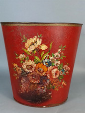 Ancienne corbeille à papier tôle peinte vers 1900 C471