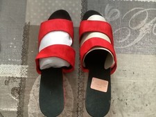 Mules à petits talons tissu rouge, P 38