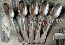 5 cuillères à entremets Ravinet D’Enfert en métal argenté motif perlé