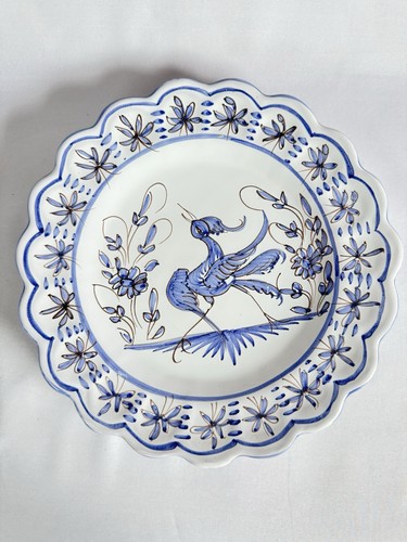Assiette décor oiseau bleu - oiseau,