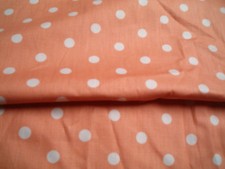  COUPE TISSU COTON FOND PECHE   POIS BLANC