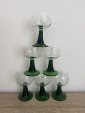 Lot de 6 verres à vin alsacien pied vert dit Rohmer Raisin Filigrané - 20cl 2