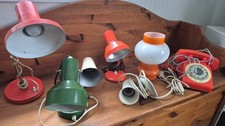Lot de lampes à poser de bureau chevet salon orientable des années 70 orange 