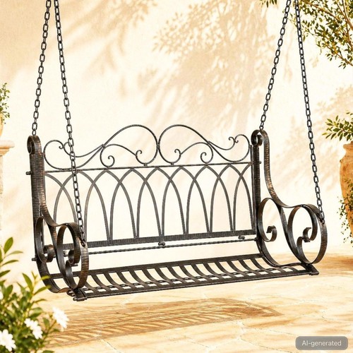 Banc suspendu métal marron