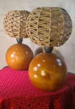 paire de lampe bois massif big balls scandinave 35x20 4kg tres bon etat