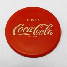 Ancien Jeton « Buvez Coca Cola » plastic rouge VINTAGE 421 poker bar pub poker