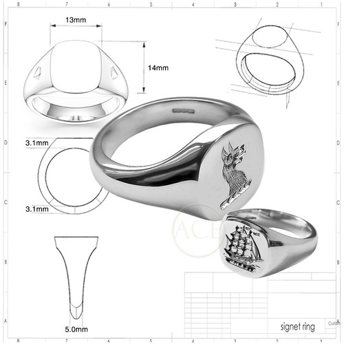 Bague sceau intaille argent - bague,