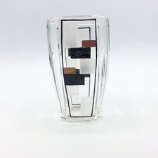 Vase miniature en cristal émaillé doré dépoli de Karl Palda Bohème Art Déco