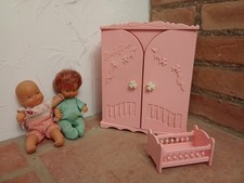 LOT JOUET VINTAGE-BARRIGUITAS/FAMOSA-ARMOIRE/DRESSING+LIT+2 POUPONS.ANNEE 80