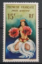 Timbre Polynésie Française Poste Aérienne Danseuse Tahitienne N° 7 Neuf* 1964