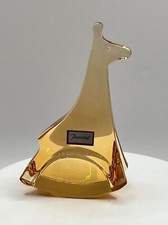 Figurine girafe à bascule ambre transparent cristal de Baccarat 4,1 pouces sa...