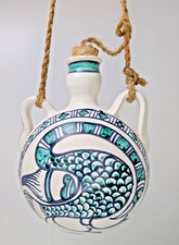 Gourde en céramique terre cuite décoration fait main Art nouveau