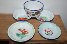 Coupelle en tole émaillée , décoration cuisine ,motifs floral