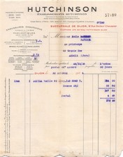 FACTURE  1939 CHAUSSURES CAOUTCHOUC ETS HUTCHINSON A DIJON - M. BAVEREL A ARB