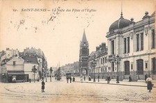 CPA 93 SAINT DENIS / SALLE DES FETES / EGLISE