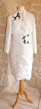 Robe cocktail ivoire+boléro petit 50 Point Mariage modèle Aragonite (384,99€)