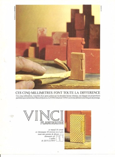 Publicite briquet vinci - briquet,