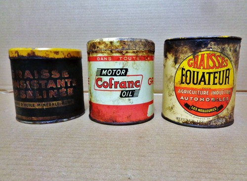 Lot trois ancien bidon pot - de,