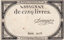 5 Livres - 10 Brumaire An II (31.10.1793) - Sign. Duverger - Série 7175