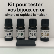 Kit test or bijou maison – Réactifs 9K à 24K + pierre – résultat immédiat