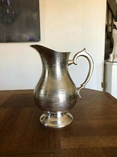 ANCIEN JOLI PICHET EN MÉTAL ARGENTE, STRIES,