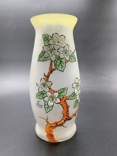 Ancien Vase En Verre Art Deco Signé Jem Élève Legras Vintage Old French Verrerie