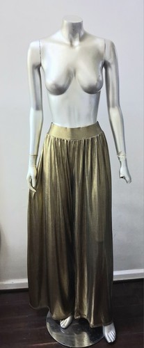 Gold metallic wide legs - metallic,
