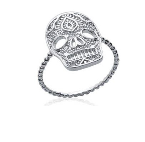 Bague symbole tête - mort, en
