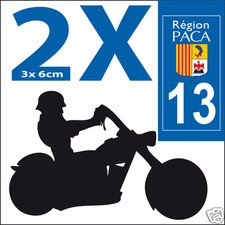 2 stickers autocollants style plaque immatriculation moto Département  13