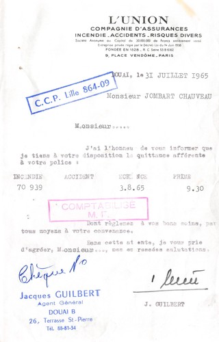 Facture 1965 union a - , l