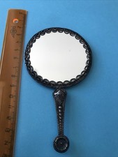 MIROIR FACEA MAIN  ANCIEN BRONZE ARGENTÉ verre Grossissant