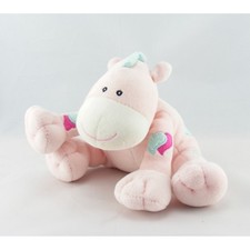 Doudou cheval rose coeur bleu