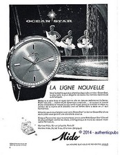 PUBLICITE MIDO MONTRE OCEAN STAR POWERWIND DANSEUSE DE 1960 FRENCH AD ART DECO